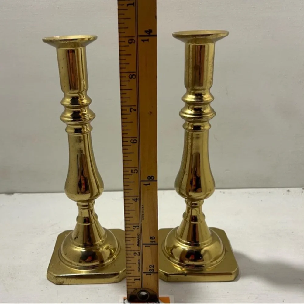 Vintage 60’s Harvin Virginia Metalcrafters Solid Brass Heavy Candlesticks - Picture 12 of 14